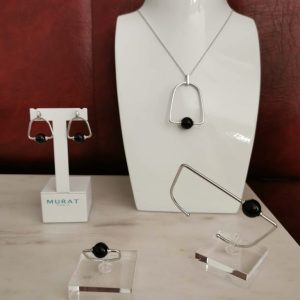Parure or blanc et Onyx