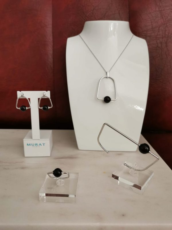 Parure or blanc et Onyx