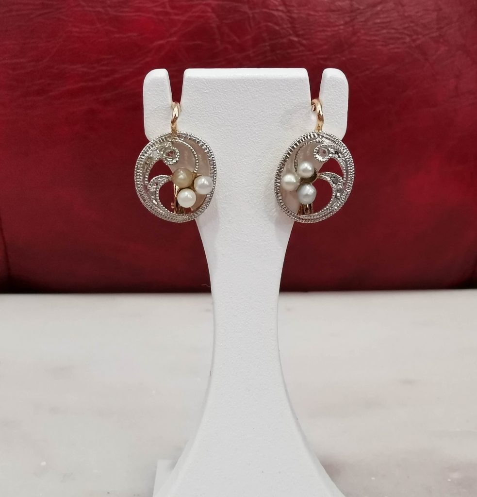 Boucles d'oreille 2 or et perles